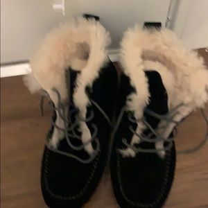 Black Ugg Tie-up Slippers